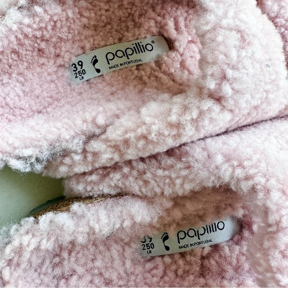 NWT Birkenstock Papillio Arizona Big Buckle Shearling fuzzy sandal pink 39/8 - Picture 6 of 16